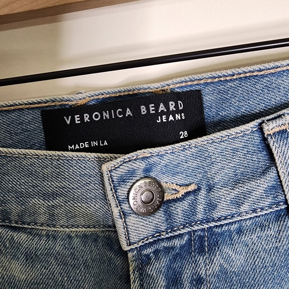 Veronica Beard Dylan Full Length High-rise Straight Step Hem Blue Jeans Size 28 - Picture 8 of 14
